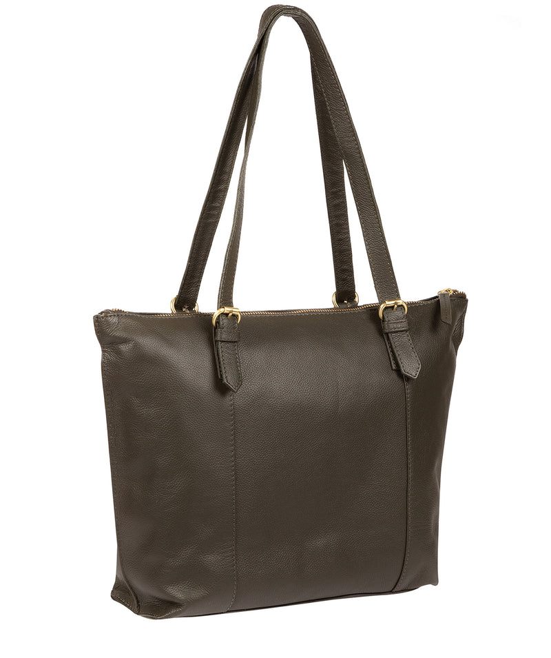 'Trinity' Olive Leather Tote Bag image 3