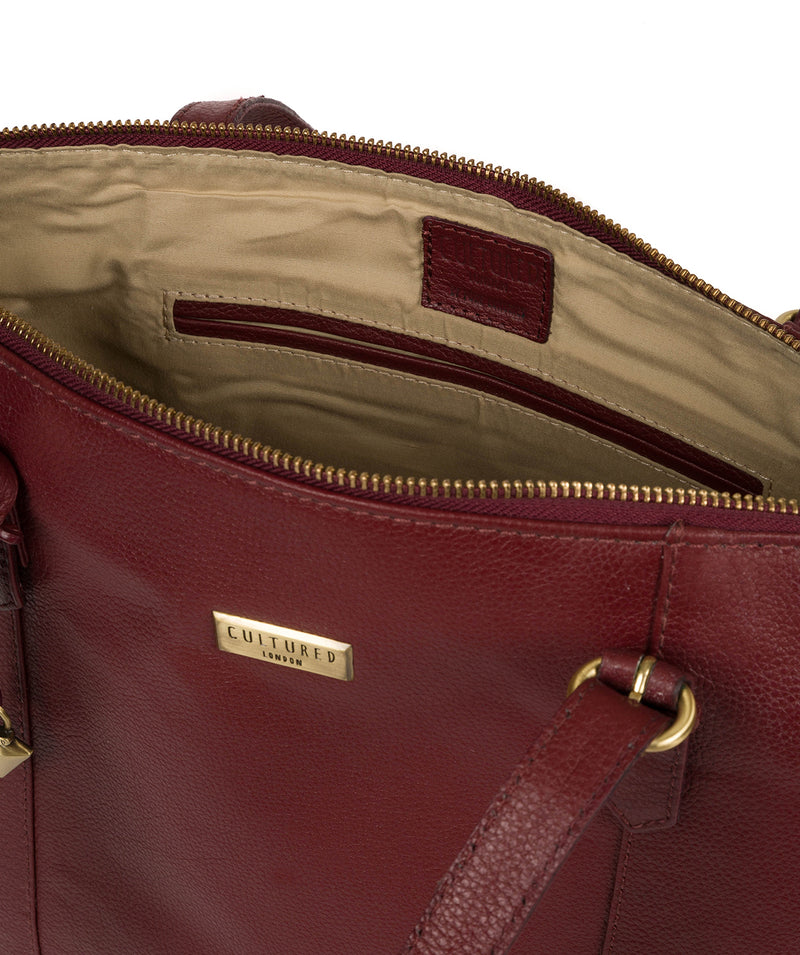 'Trinity' Ruby Red Leather Tote Bag image 4