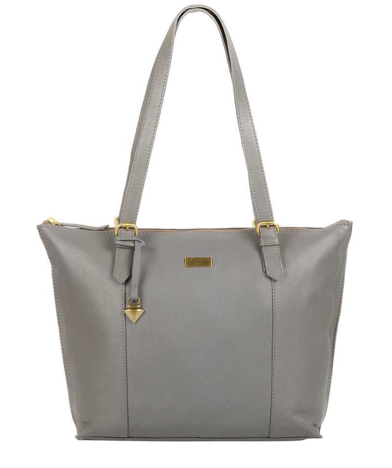 'Trinity' Silver Grey Leather Tote Bag image 1
