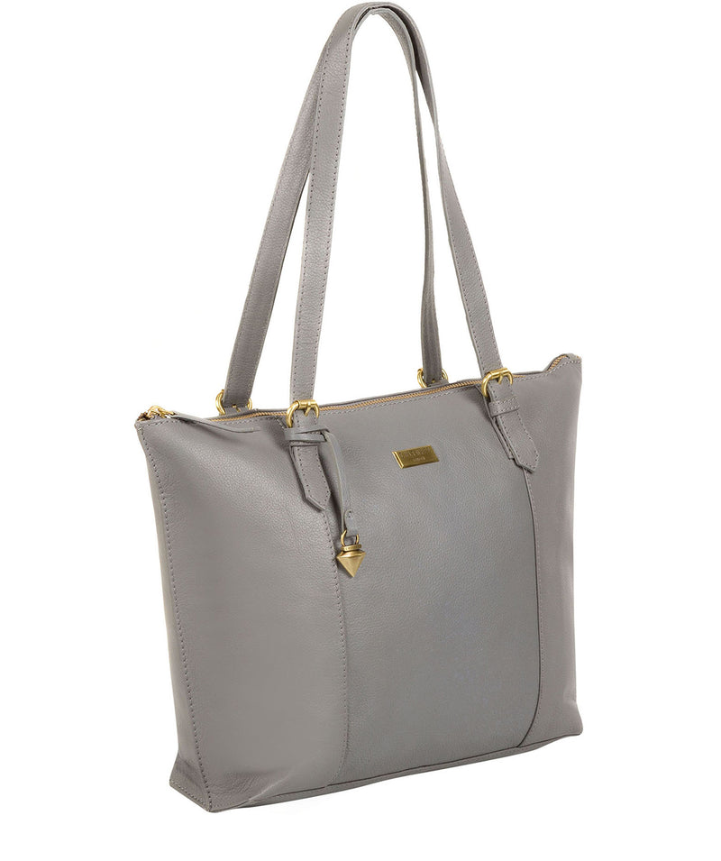 'Trinity' Silver Grey Leather Tote Bag image 3