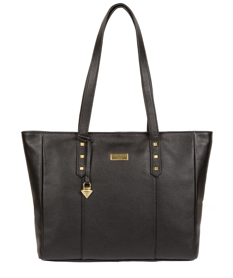 'Avery' Black Leather Tote Bag image 1