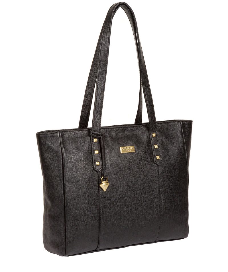 'Avery' Black Leather Tote Bag image 3