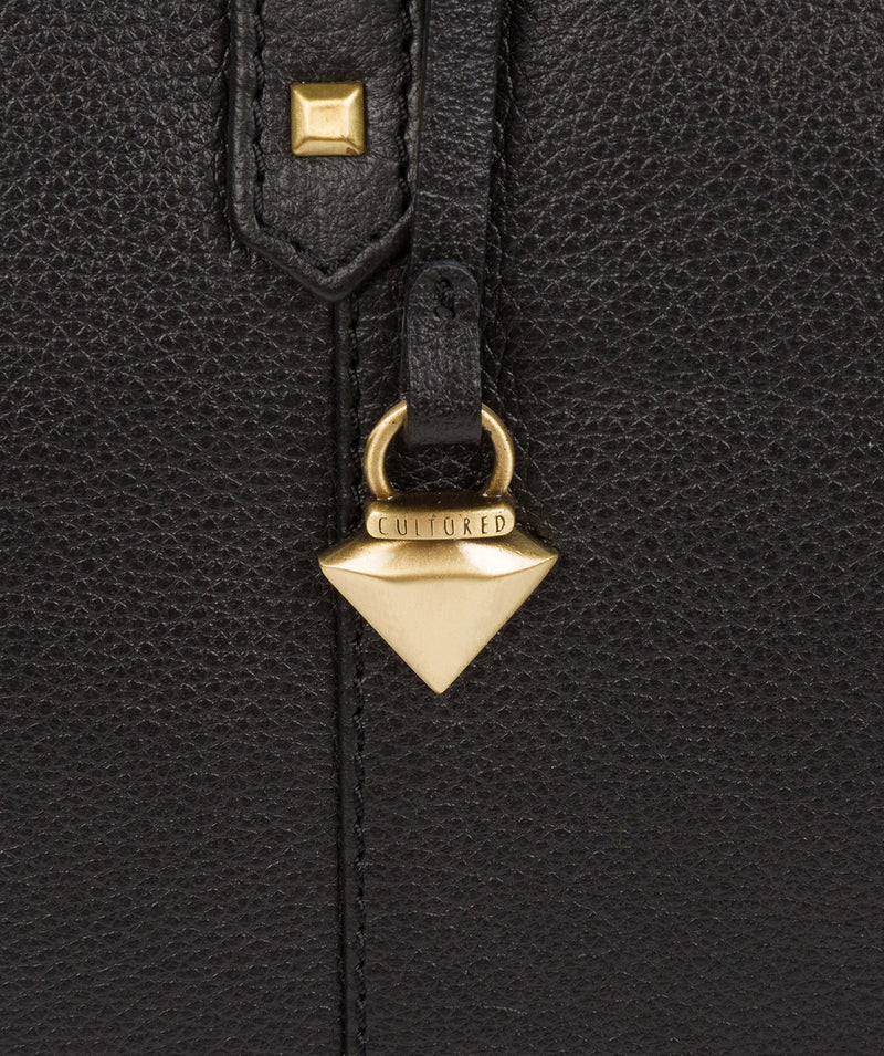 'Avery' Black Leather Tote Bag image 8