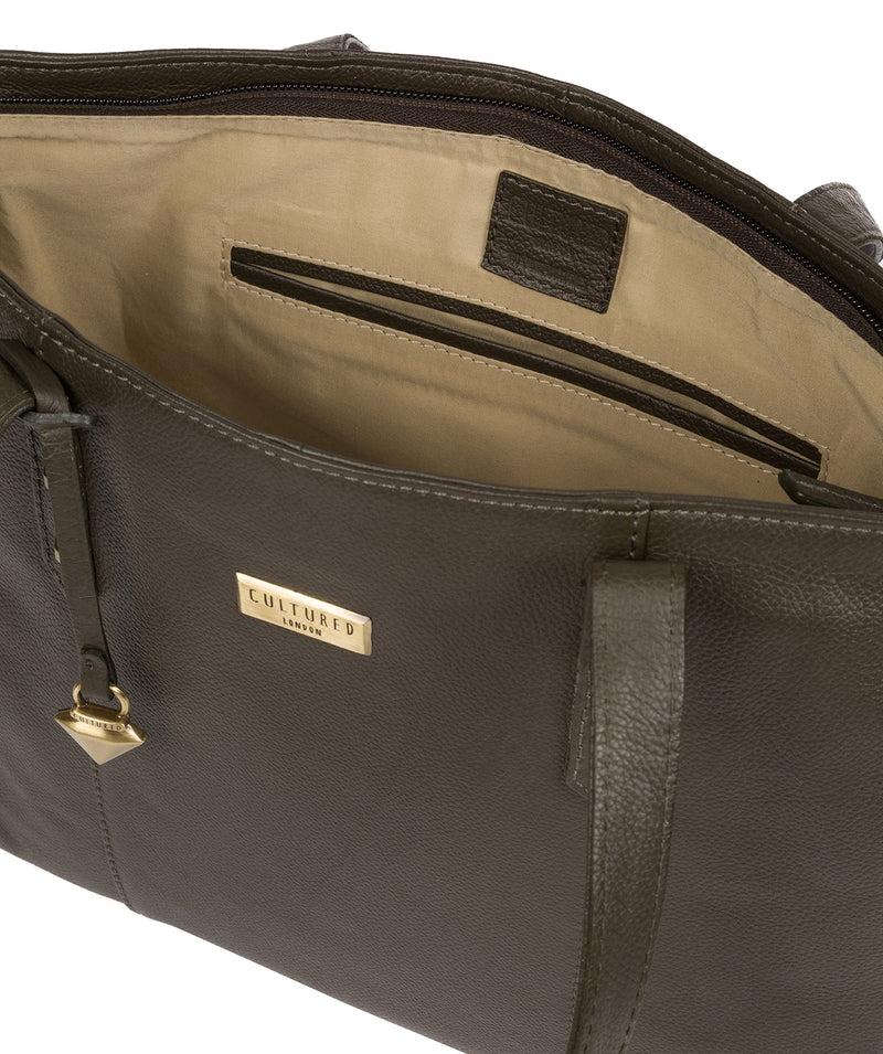 'Avery' Olive Leather Tote Bag image 4