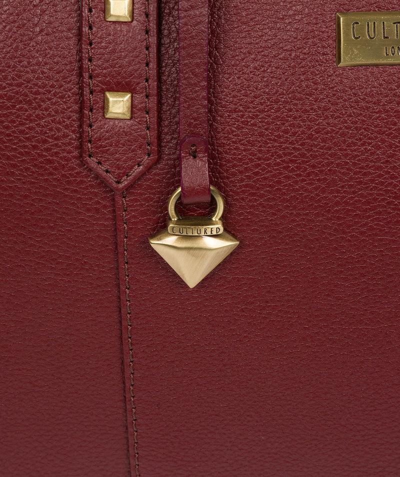 'Avery' Ruby Red Leather Tote Bag image 6
