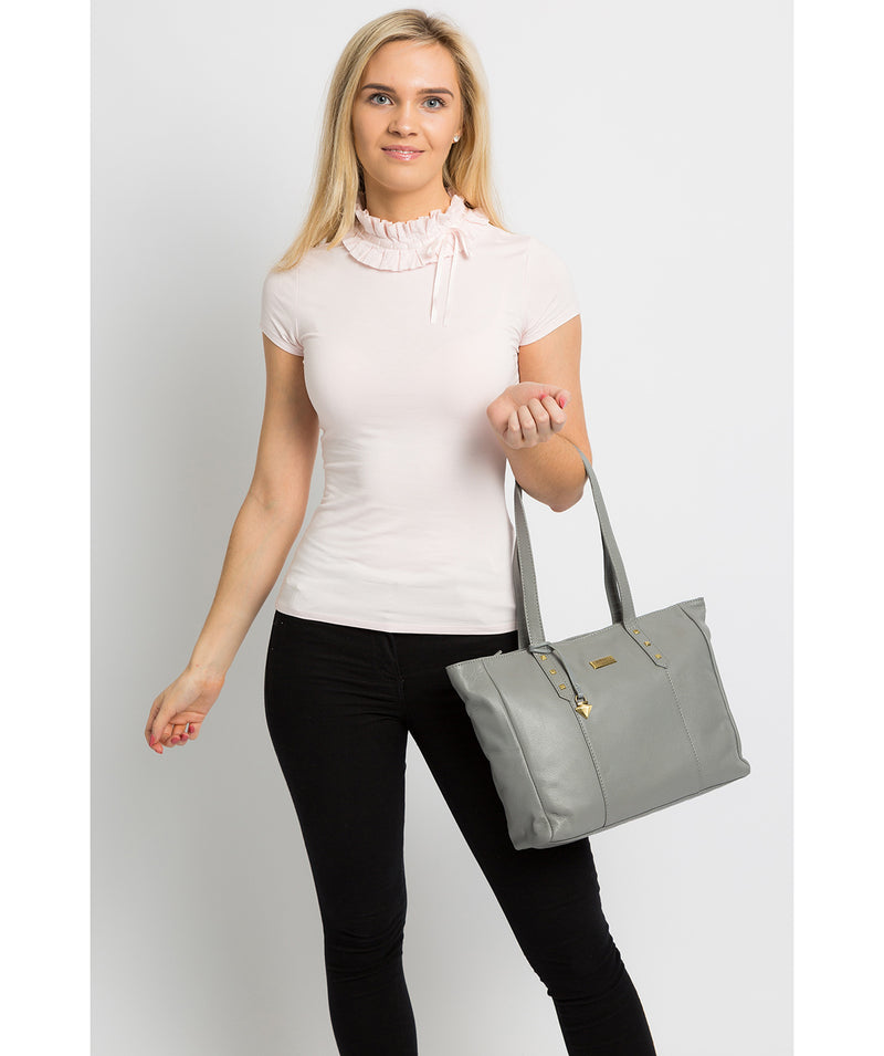 'Avery' Silver Grey Leather Tote Bag Pure Luxuries London