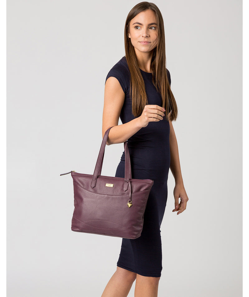 'Oriana' Fig Leather Tote Bag image 2