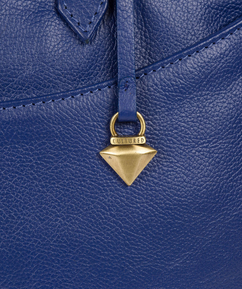 'Oriana' Mazarine Blue Leather Tote Bag image 5