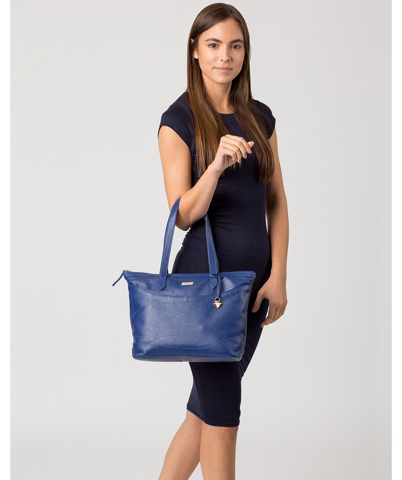 'Oriana' Mazarine Blue Leather Tote Bag image 2