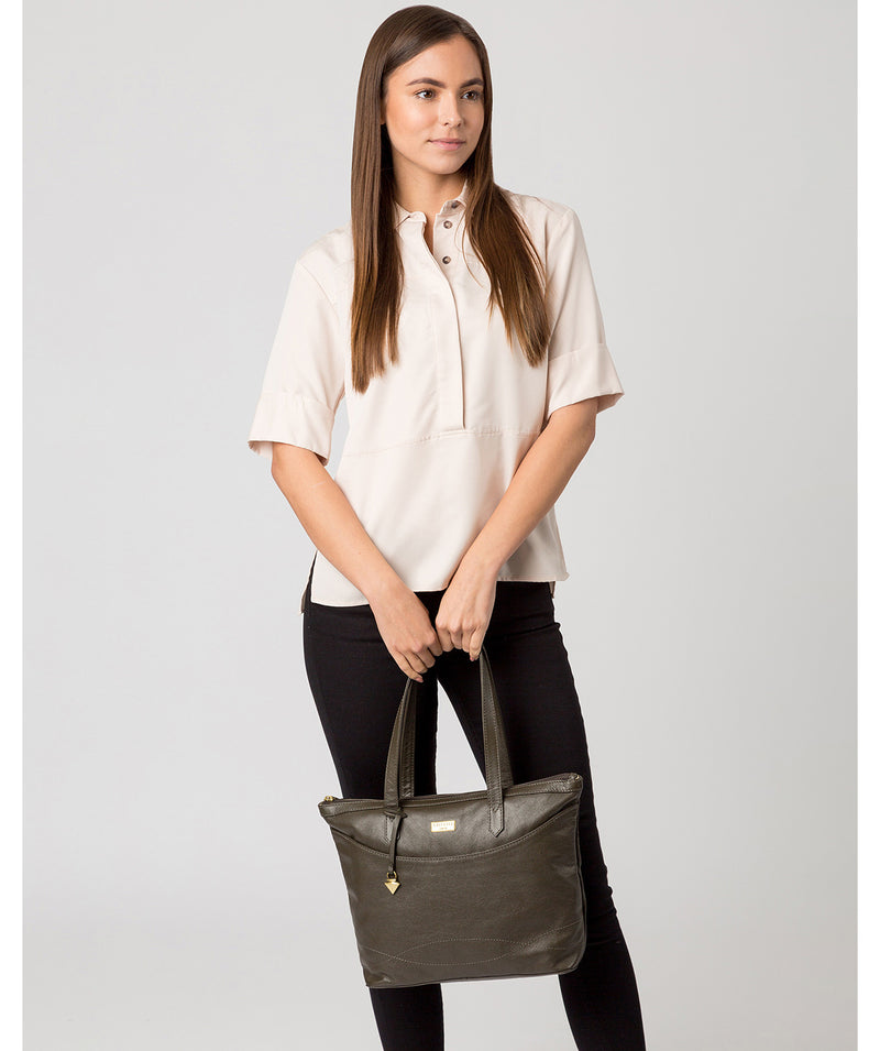 'Oriana' Olive Leather Tote Bag image 2