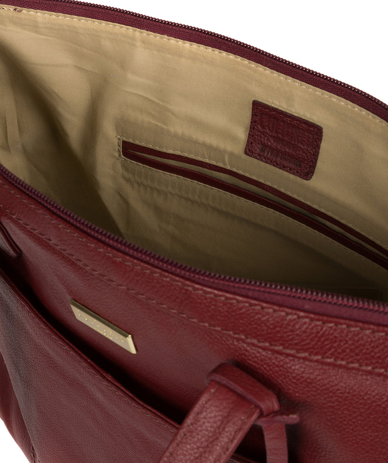 'Oriana' Ruby Red Leather Tote Bag image 4