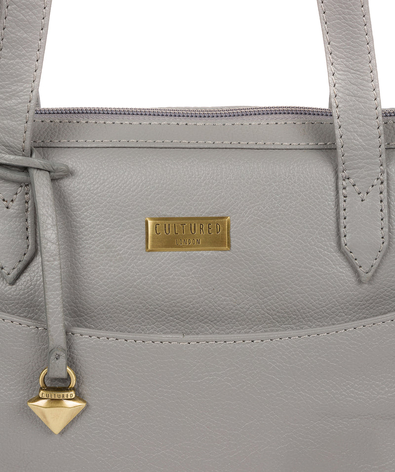 'Oriana' Silver Grey Leather Tote Bag Pure Luxuries London