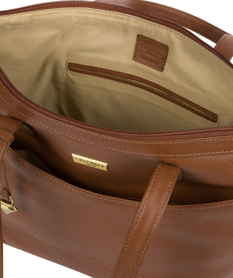 Oriana' Tan Leather Tote Bag image 4