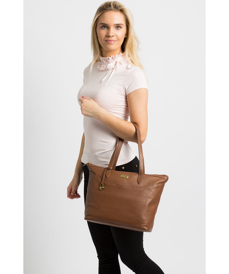 Oriana' Tan Leather Tote Bag image 2