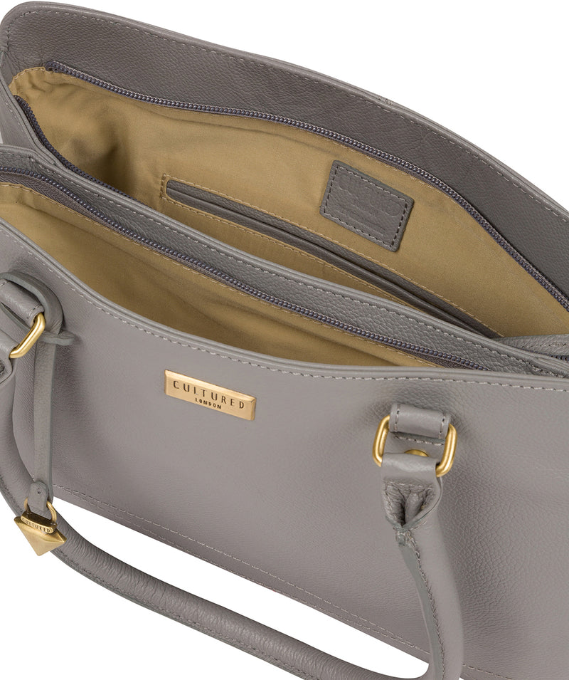 'Kiona' Silver Grey Leather Handbag image 4