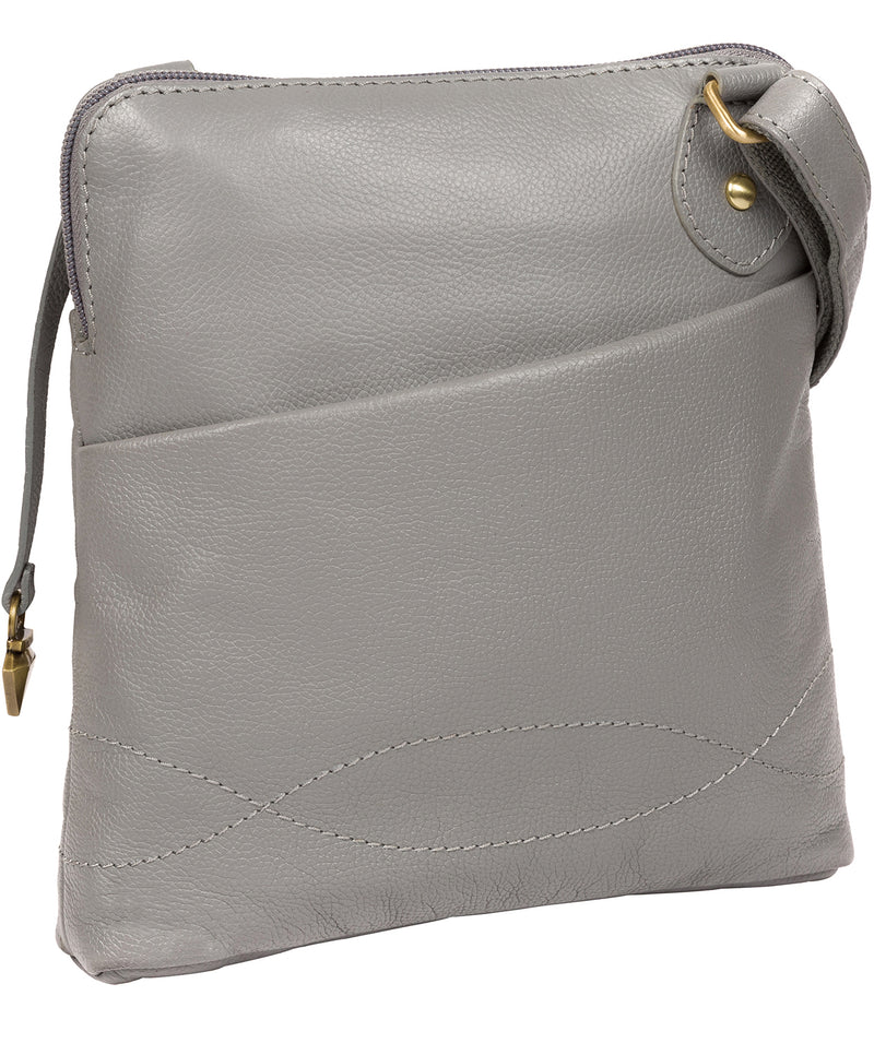 'Jarah' Silver Grey Leather Cross Body Bag Pure Luxuries London