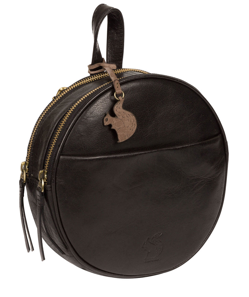 'Hoop' Black Small Leather Backpack Pure Luxuries London