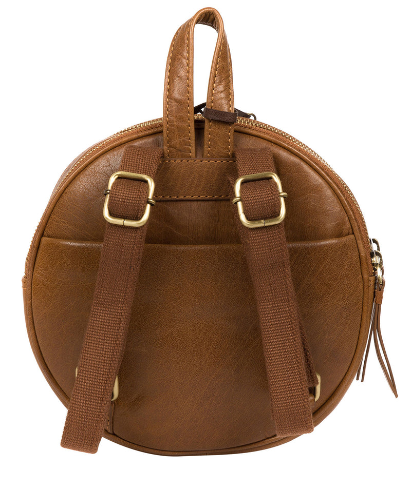 'Hoop' Dark Tan Small Leather Backpack Pure Luxuries London