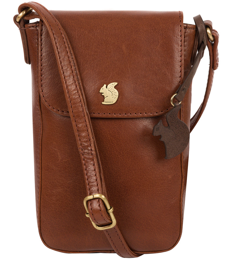 'Buzz' Conker Brown Leather Cross Body Phone Bag