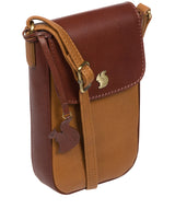 'Buzz' Dark Tan & Conker Brown Leather Cross Body Phone Bag