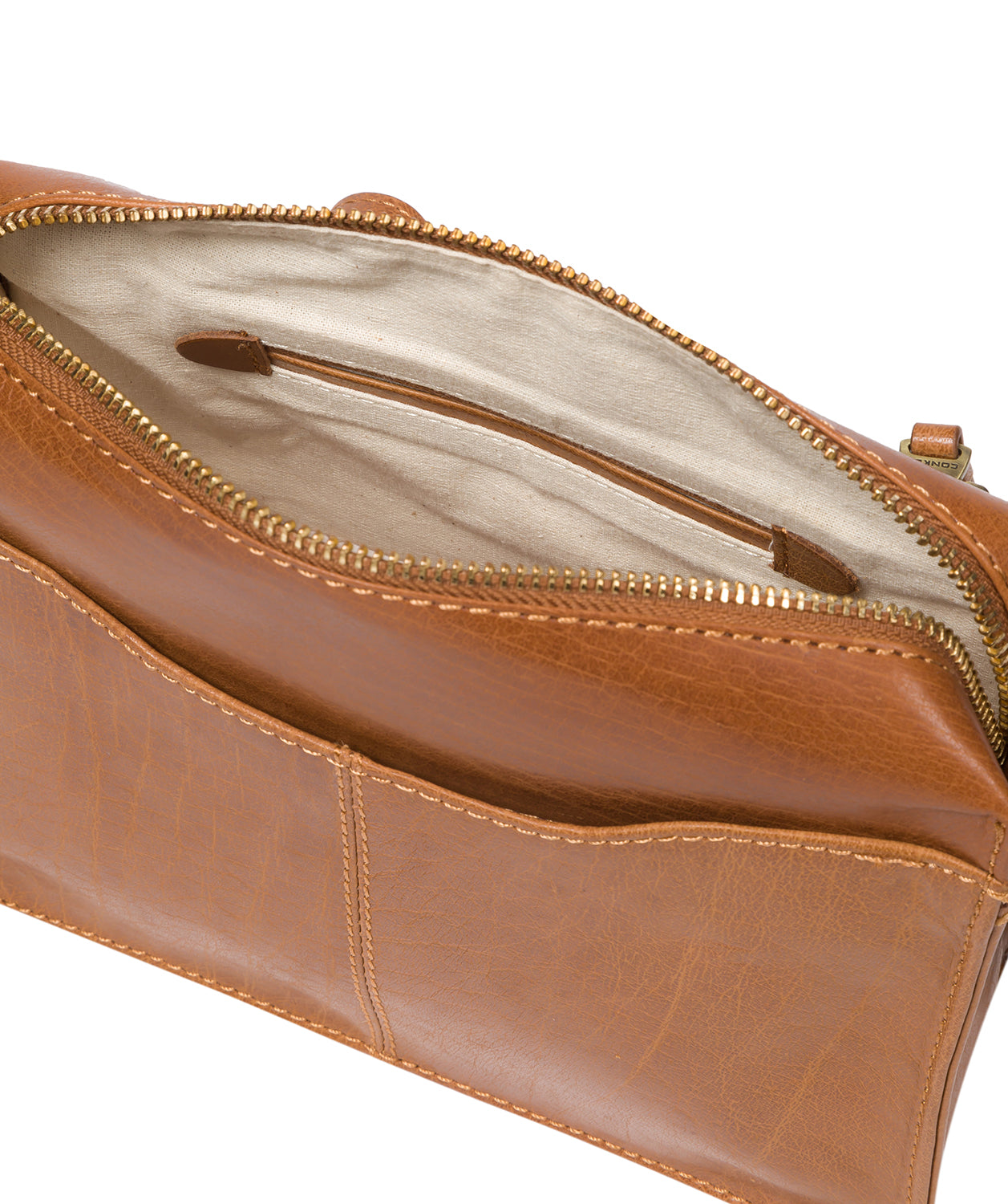Aurora leather bag back view with hardware detail