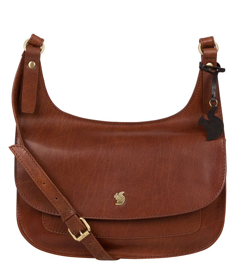 'Ellipse' Conker Brown Leather Cross Body Bag