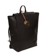 'Butler' Jet Black Vegetable-Tanned Leather Backpack