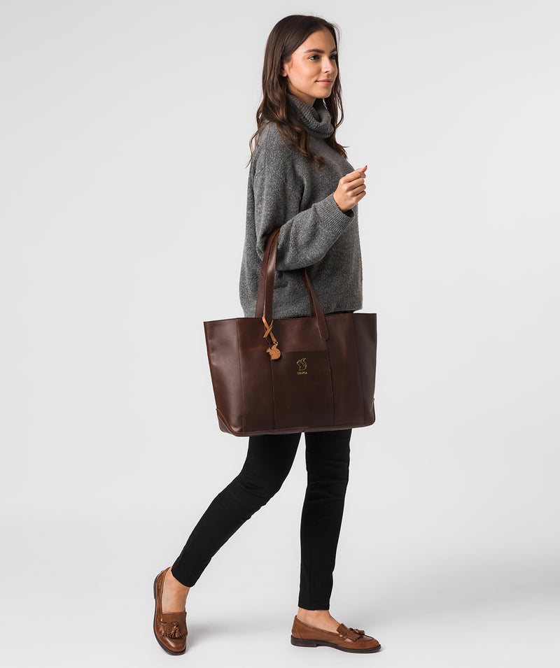 'Ginny' Ombre Chestnut Vegetable-Tanned Leather Tote Bag