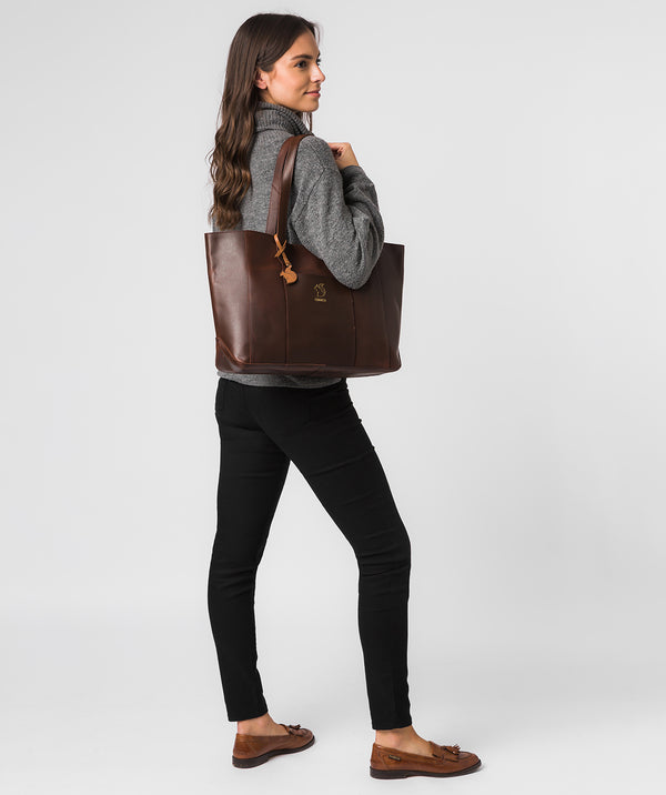 'Ginny' Ombre Chestnut Vegetable-Tanned Leather Tote Bag