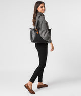 'Molly' Jet Black Vegetable-Tanned Leather Shoulder Bag