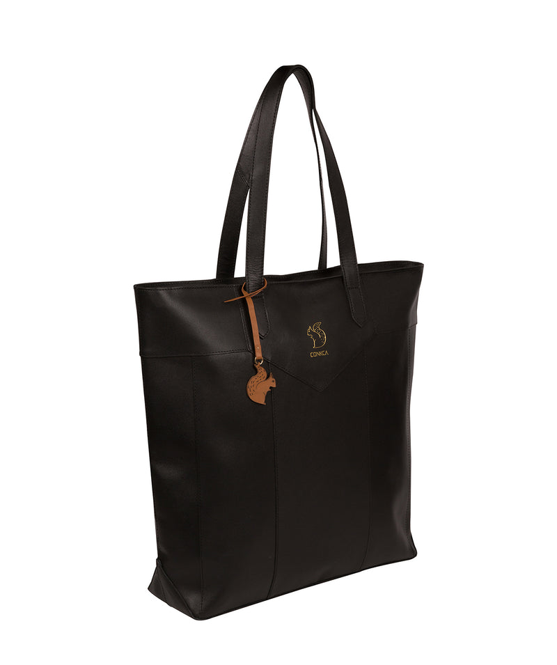 'Eliza' Jet Black Vegetable-Tanned Leather Extra-Large Shopper Bag