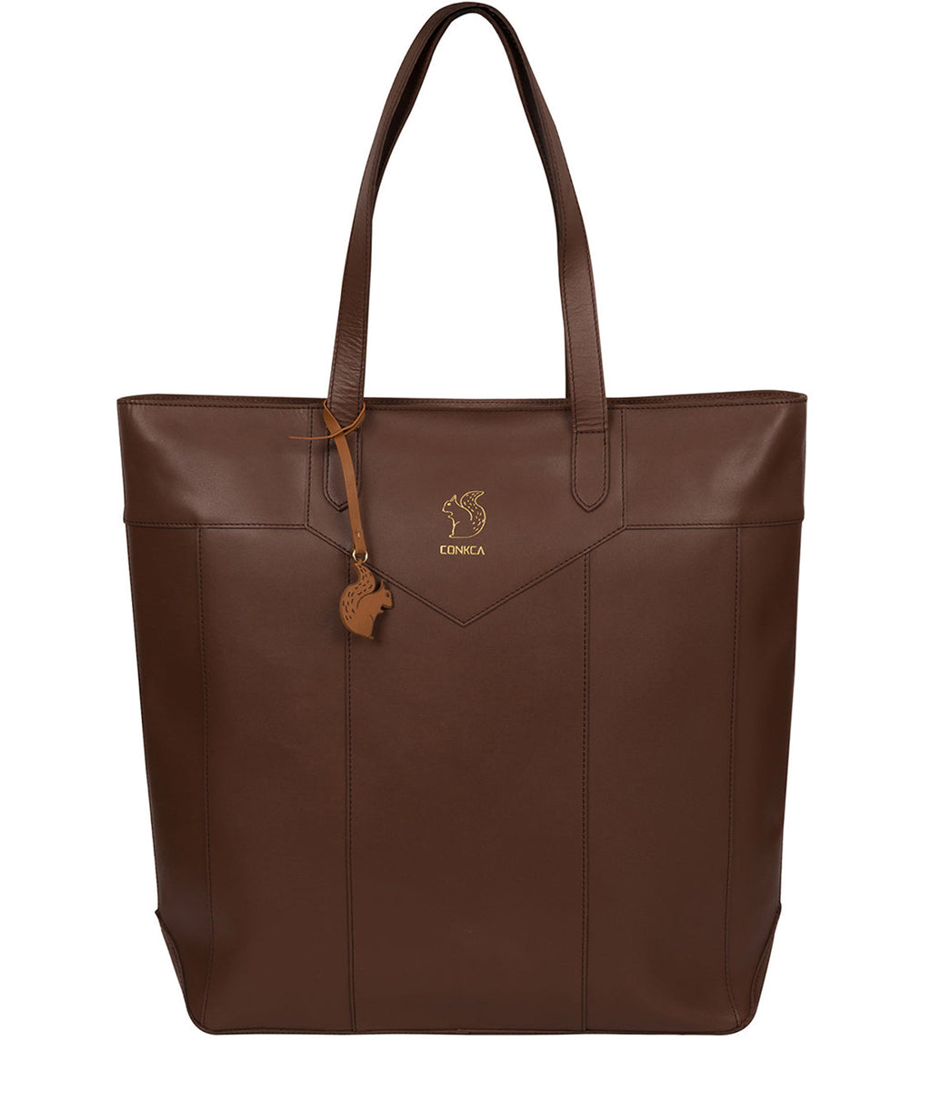 Chestnut Leather Tote Bag 'Eliza' by Conkca London – Pure Luxuries London