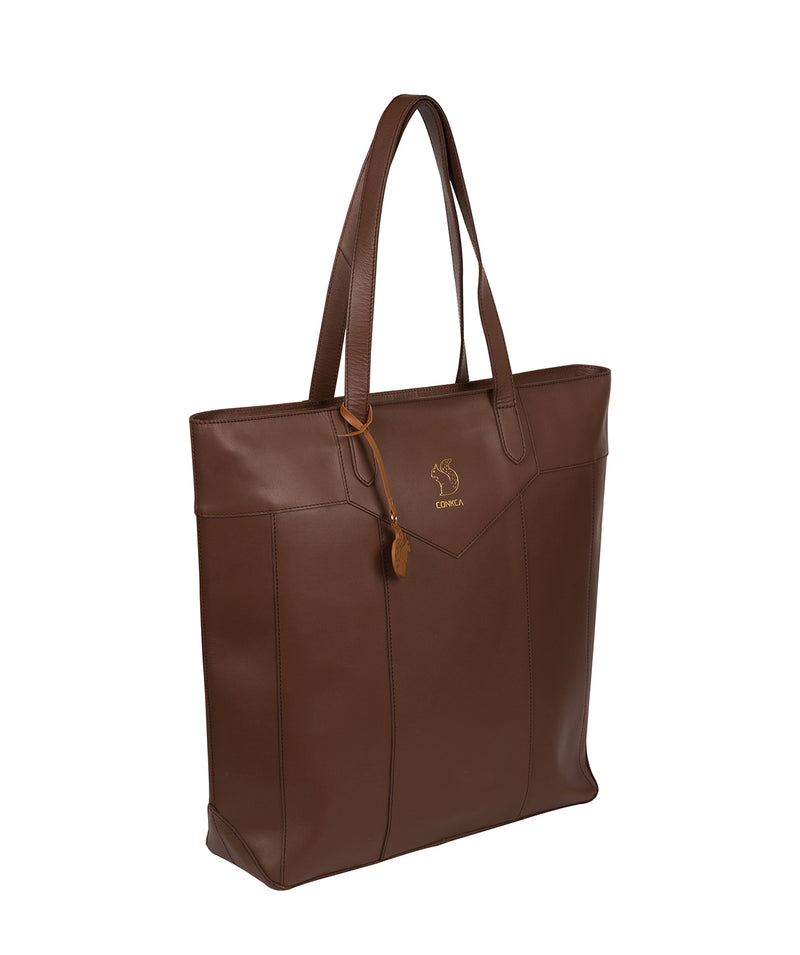 'Eliza' Ombré Chestnut Vegetable-Tanned Unlined Leather Extra-Large Shopper Bag