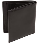 'Commandant' Black Leather Bi-Fold Card Holder Wallet