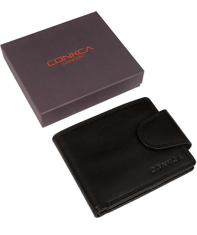 'Captain' Black Leather Bi-Fold Wallet