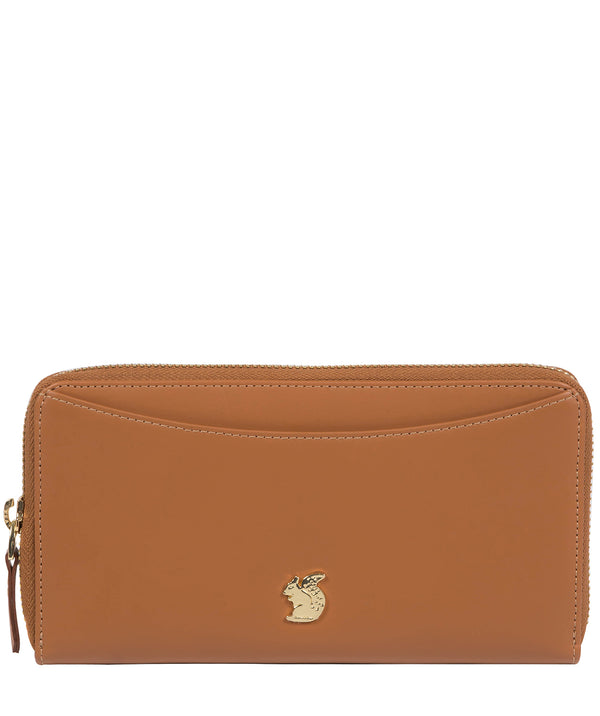 'Candy' Saddle Tan Leather Zip-Round Purse