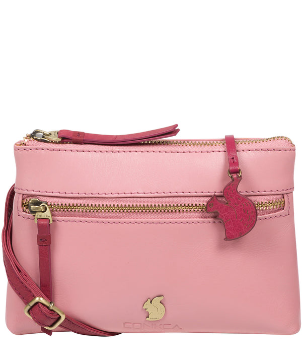 'Sweetie' Blush Pink & Orchid Leather Cross Body Bag
