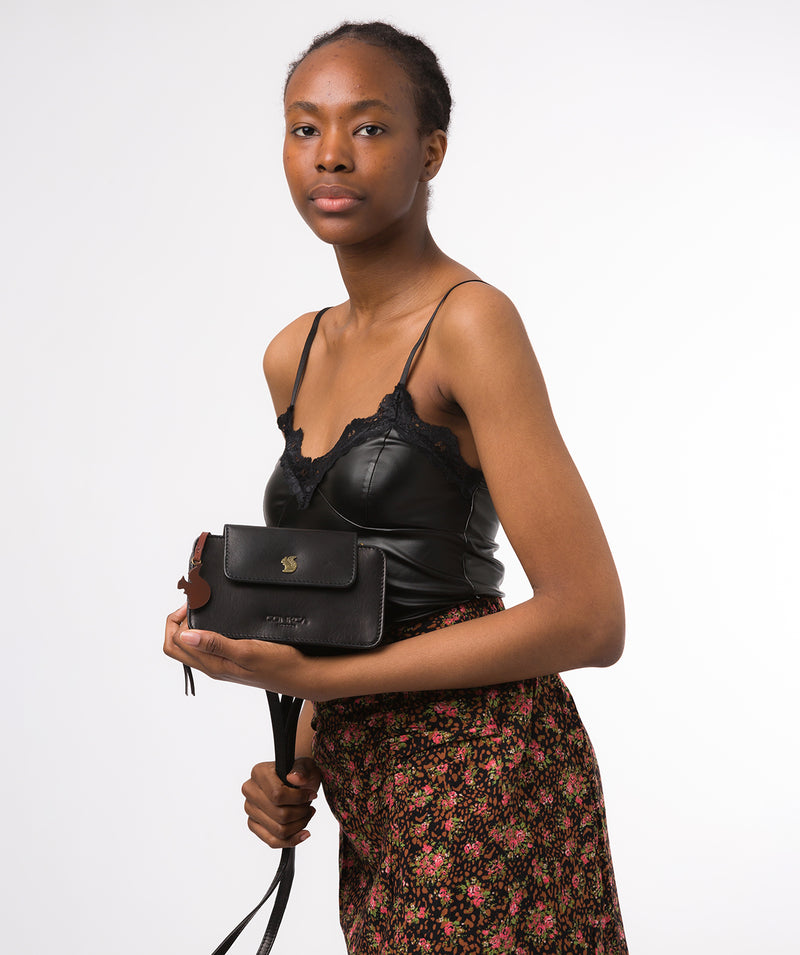 Conkca London Originals Collection Bags: 'Little Wonder' Black Leather Cross Body Clutch Bag