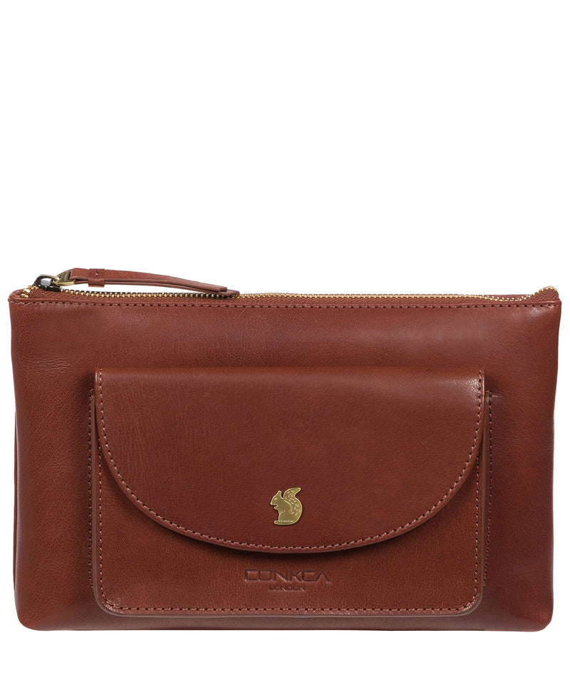 'Treasure' Conker Brown Leather Clutch Bag