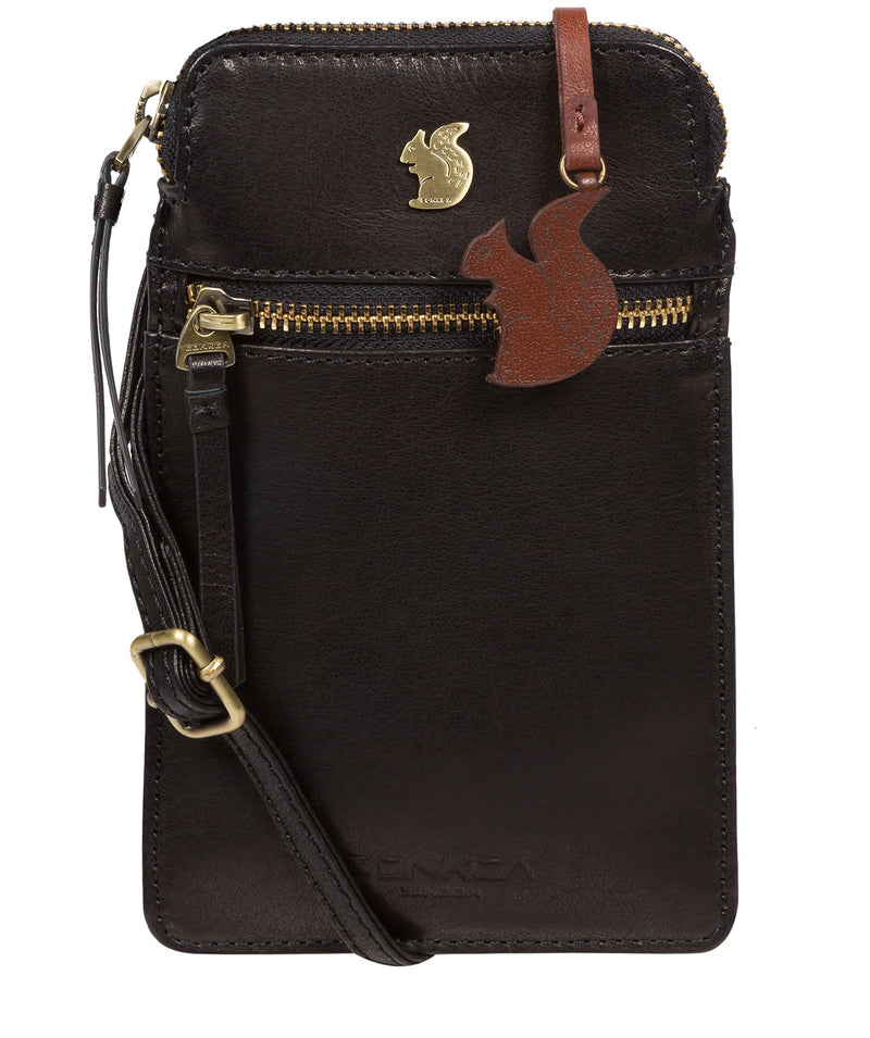 'Bambino' Black Leather Cross Body Phone Bag