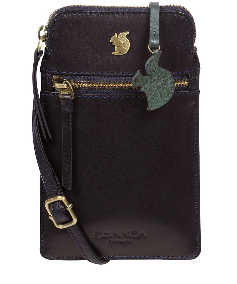 'Bambino' Navy Leather Cross Body Phone Bag