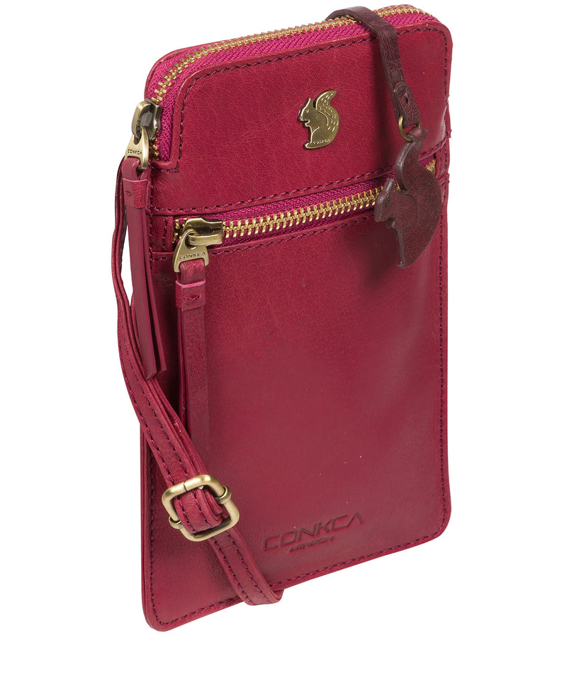 'Bambino' Orchid Leather Cross Body Phone Bag