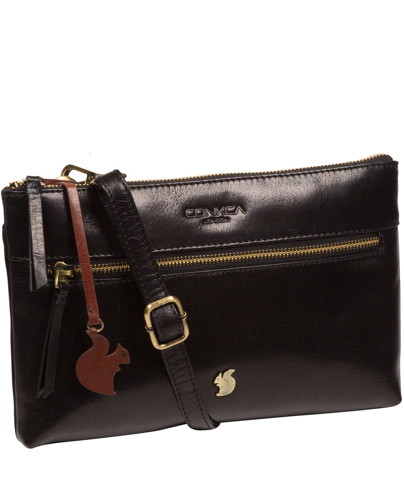 Conkca London Originals Collection Bags: 'Minnow' Black Leather Cross Body Clutch Bag