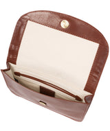 'Cara' Conker Brown Leather Cross Body Clutch Bag