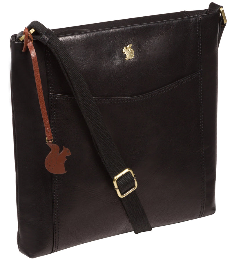 'Miya' Black Leather Cross Body Bag
