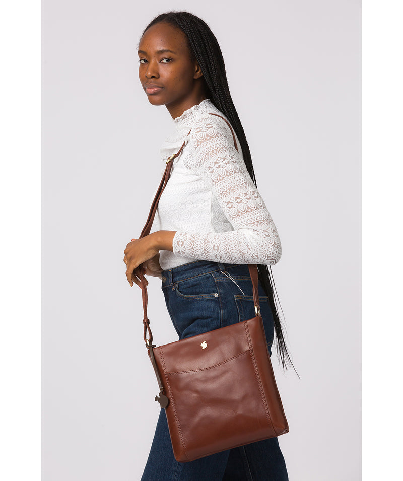 'Miya' Conker Brown Leather Cross Body Bag