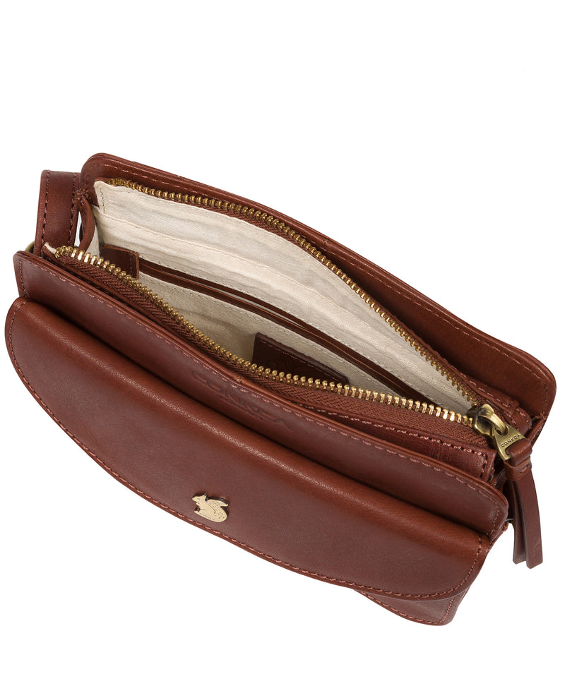 'Magda' Conker Brown Leather Cross Body Bag