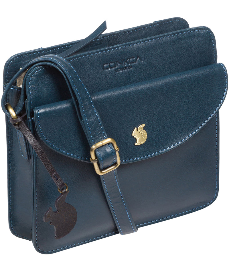 'Magda' Snorkel Blue Leather Cross Body Bag