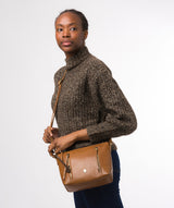Conkca London Originals Collection Bags: 'Pip' Dark Tan Leather Cross Body Bag