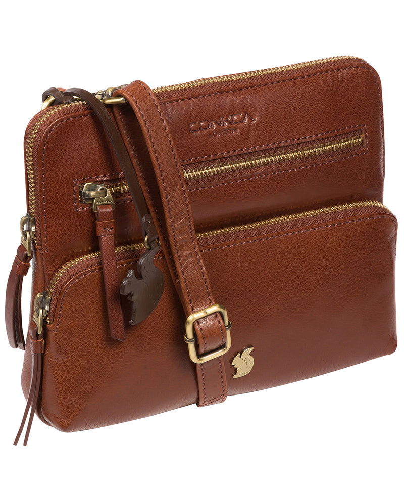 'Angel' Conker Brown Leather Cross Body Clutch Bag